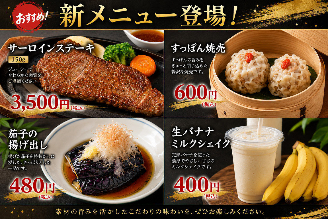 レストラン新メニュー